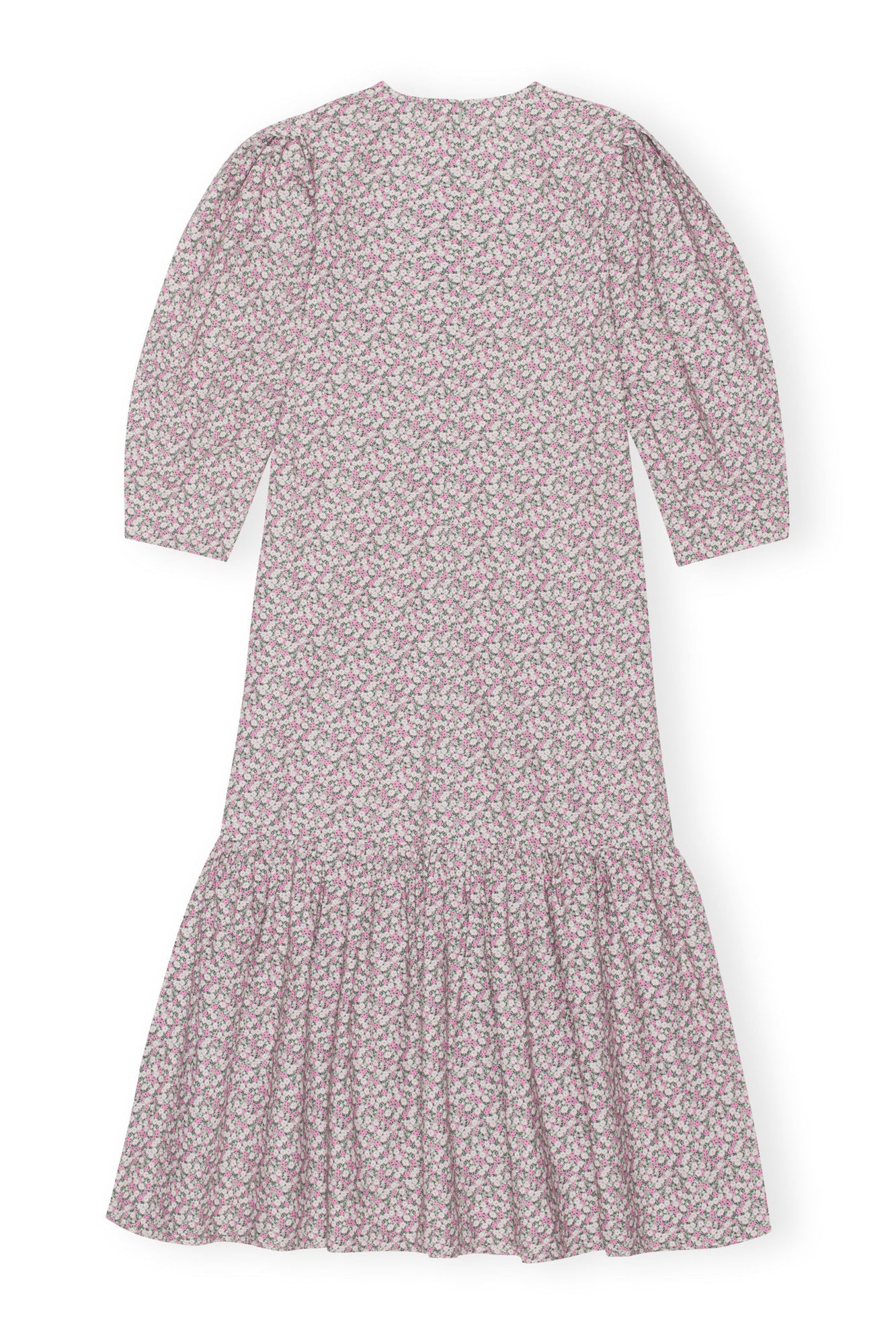 Printed Cotton V neck Maxi Dress | Frost Gray