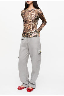 Printed Mesh Long sleeve Blouse | Leopard