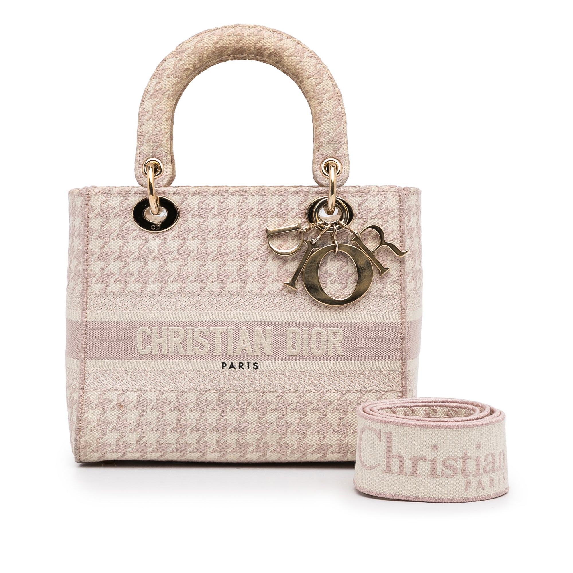 Dior Pre-Owned Small Houndstooth Lady D-Lite | Women | Pink x Light Pink