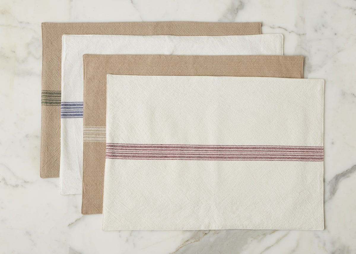Rectangle Placemats | Vintage Merlot Red Stripe | Set of 4