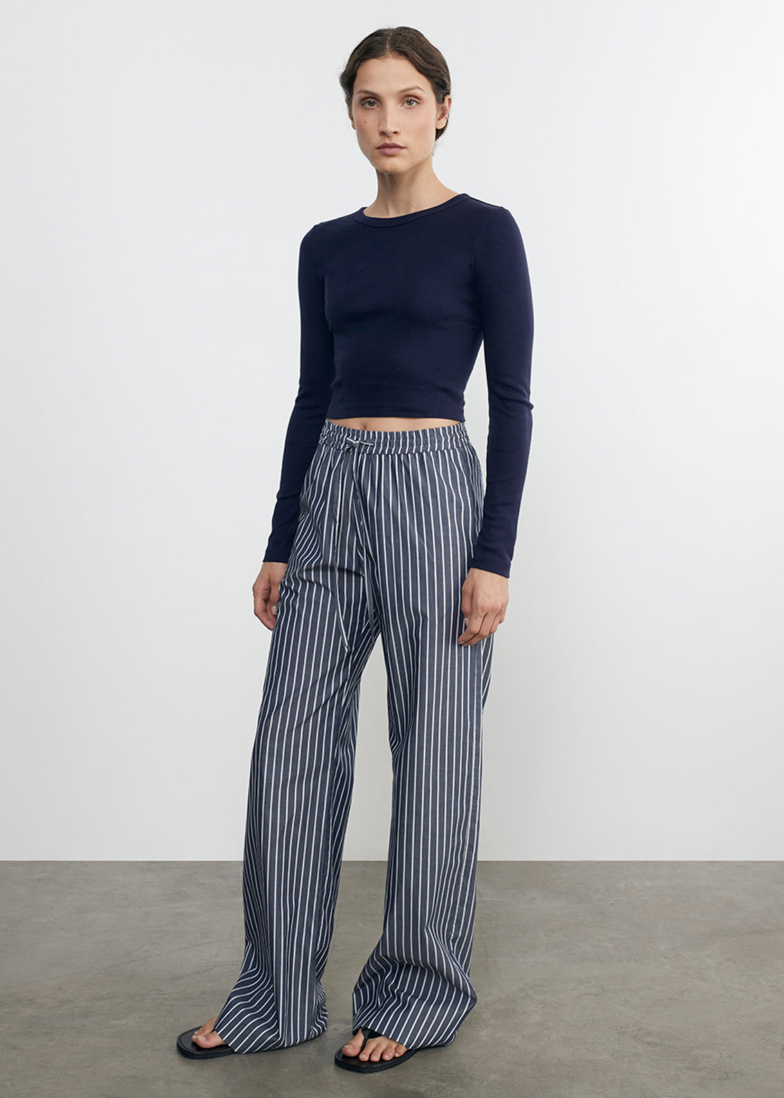 Poplin Flight Pant | Navy/White Stripe