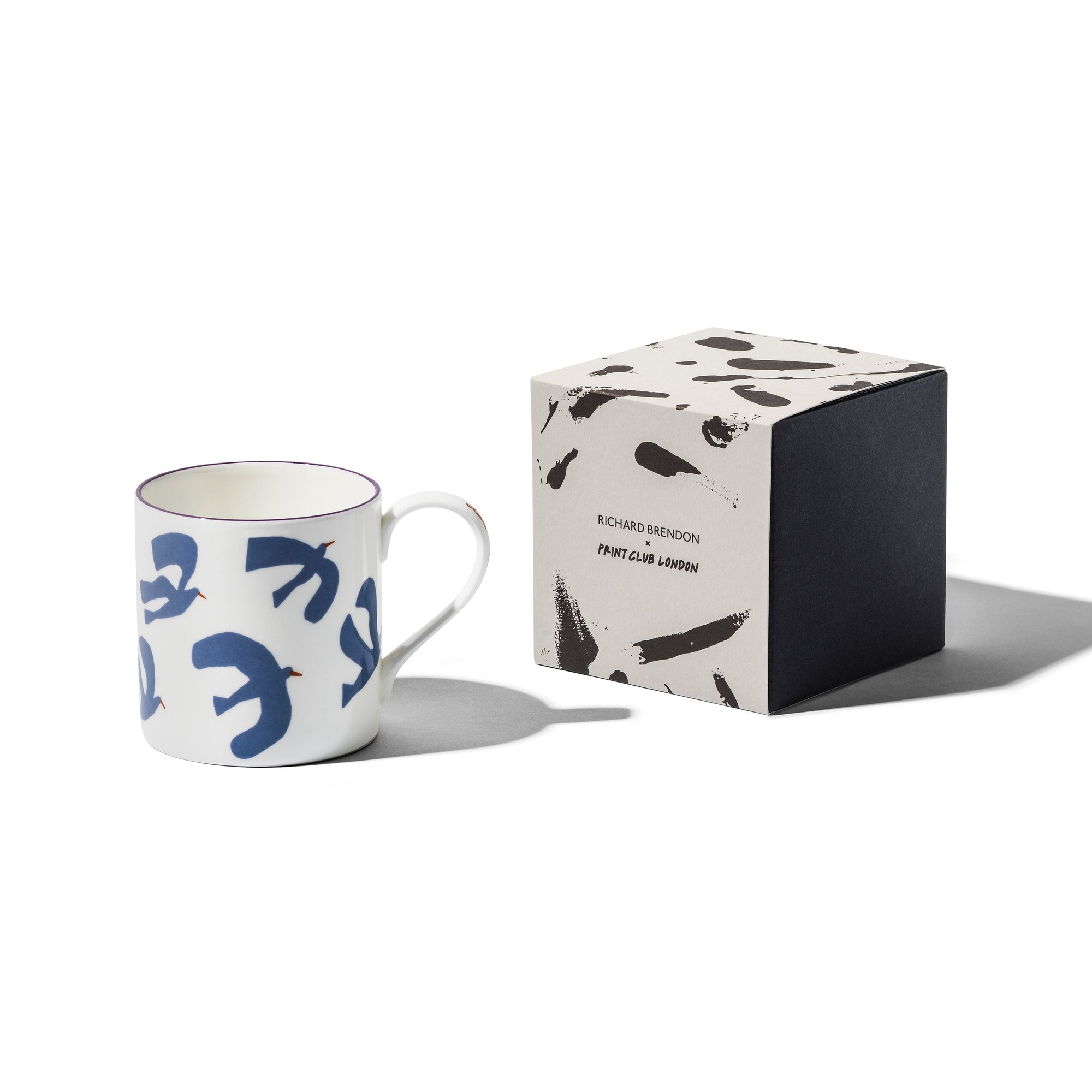 Large Mug (Set of 2) | Bone China | White | Des Oiseaux | Print Club London