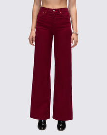 Womens | High Rise Wide Leg | Beet Cord