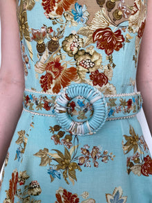 Long Dress With Buckle Belt | Turquoise Mix