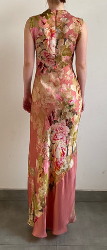 Long Dress With Cowl Neck | Peach Floral