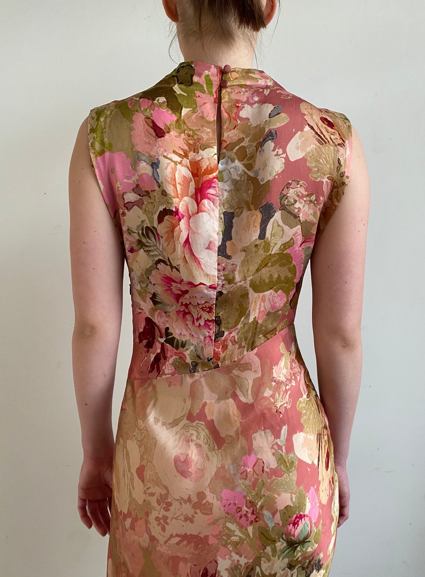 Long Dress With Cowl Neck | Peach Floral