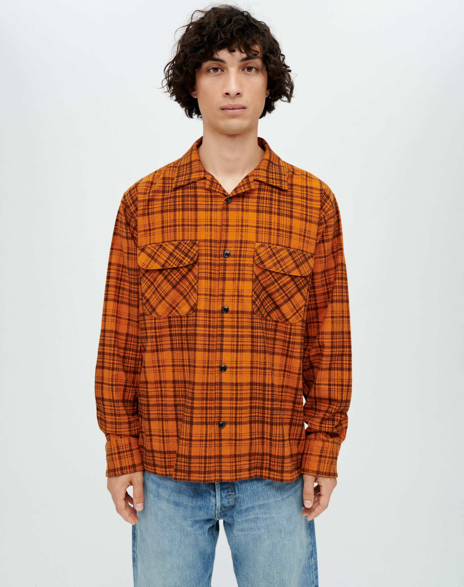 Mens | 50s Plaid Straight Bottom Shirt | Marmalade Charcoal
