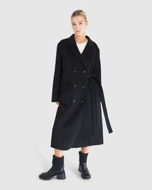 Right There Side Tie Coat | Women | Black