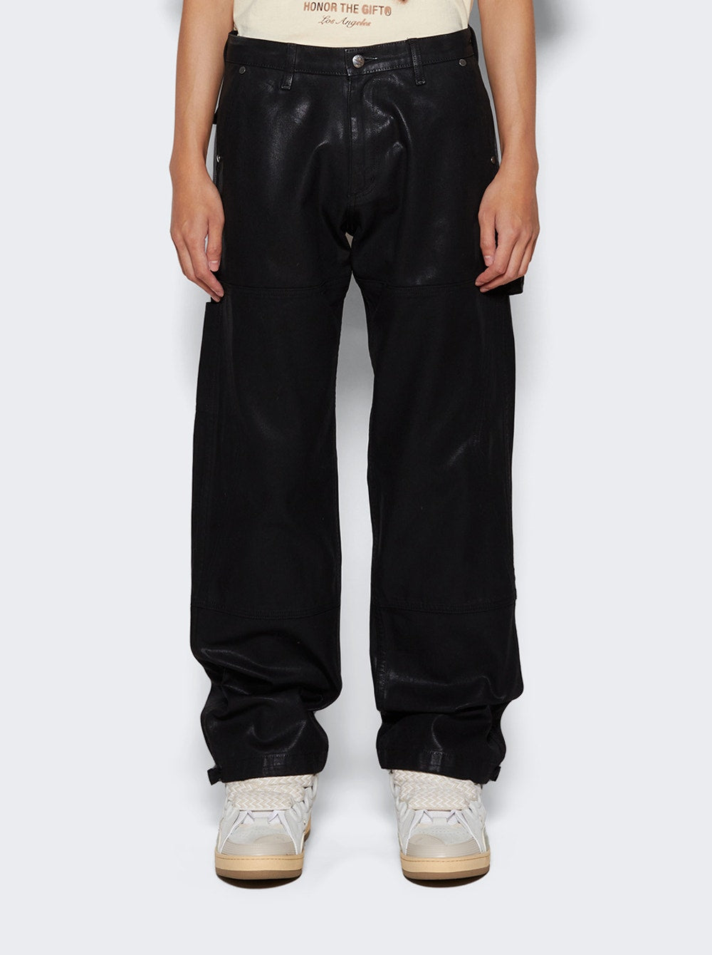 Men | Rhude | Oil Stain Reza Double Knee Jeans | Black