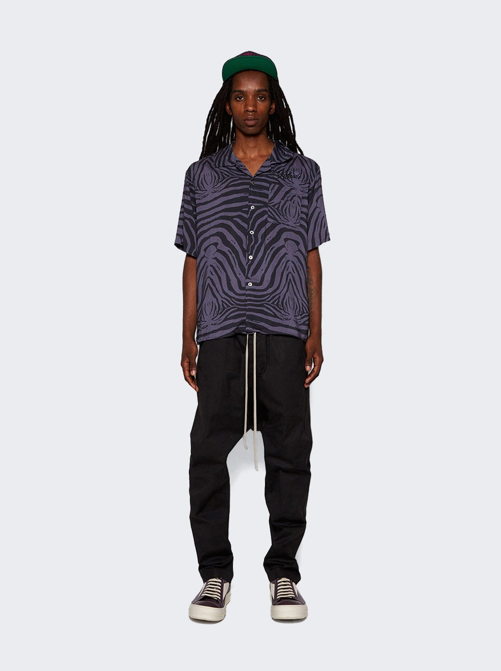 Rhude | Short Sleeve Zebra Shirt | Charcoal