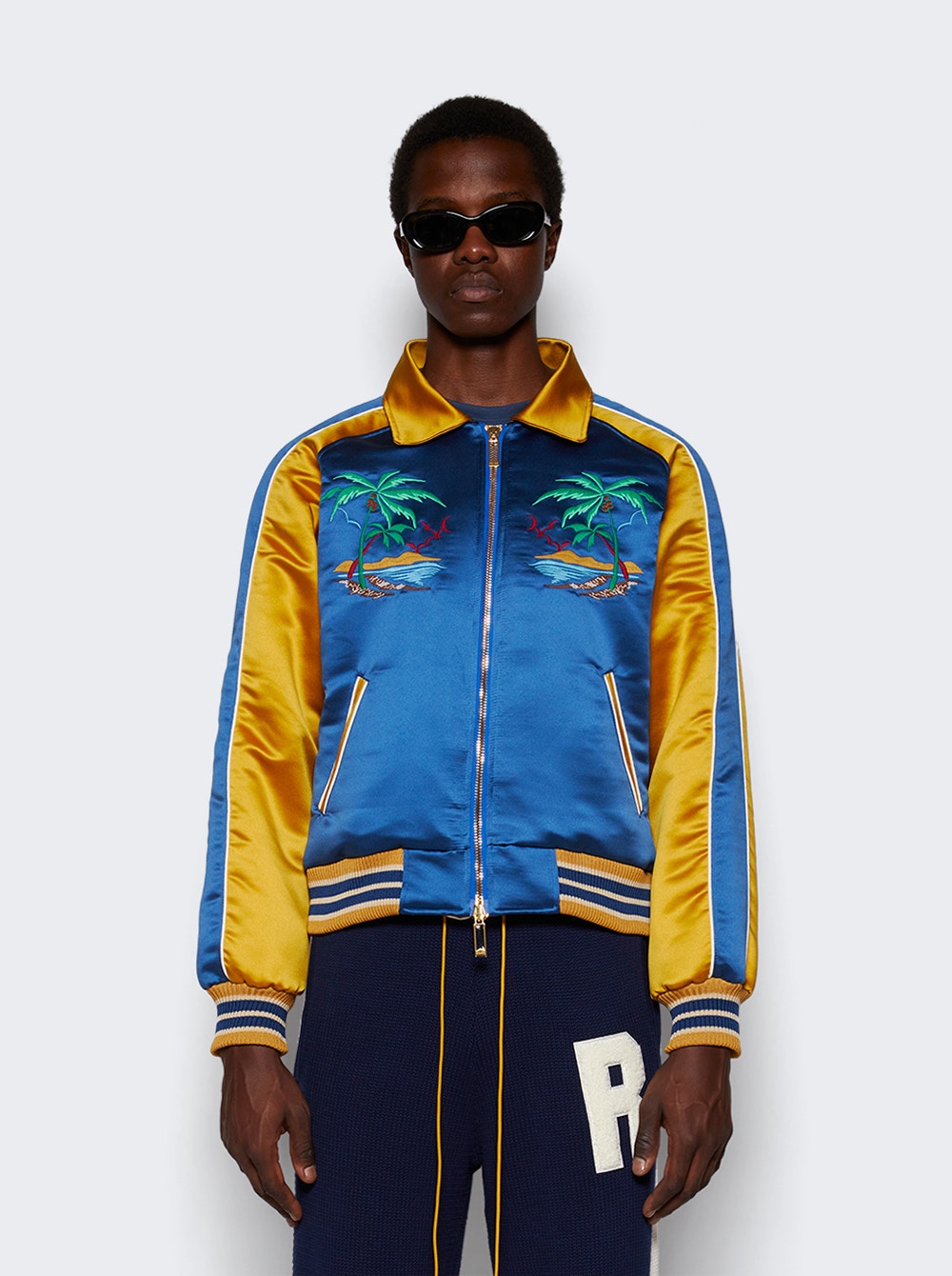 Men | Rhude | Palm Eagles Souvenier Jacket | Navy & Mustard Yellow