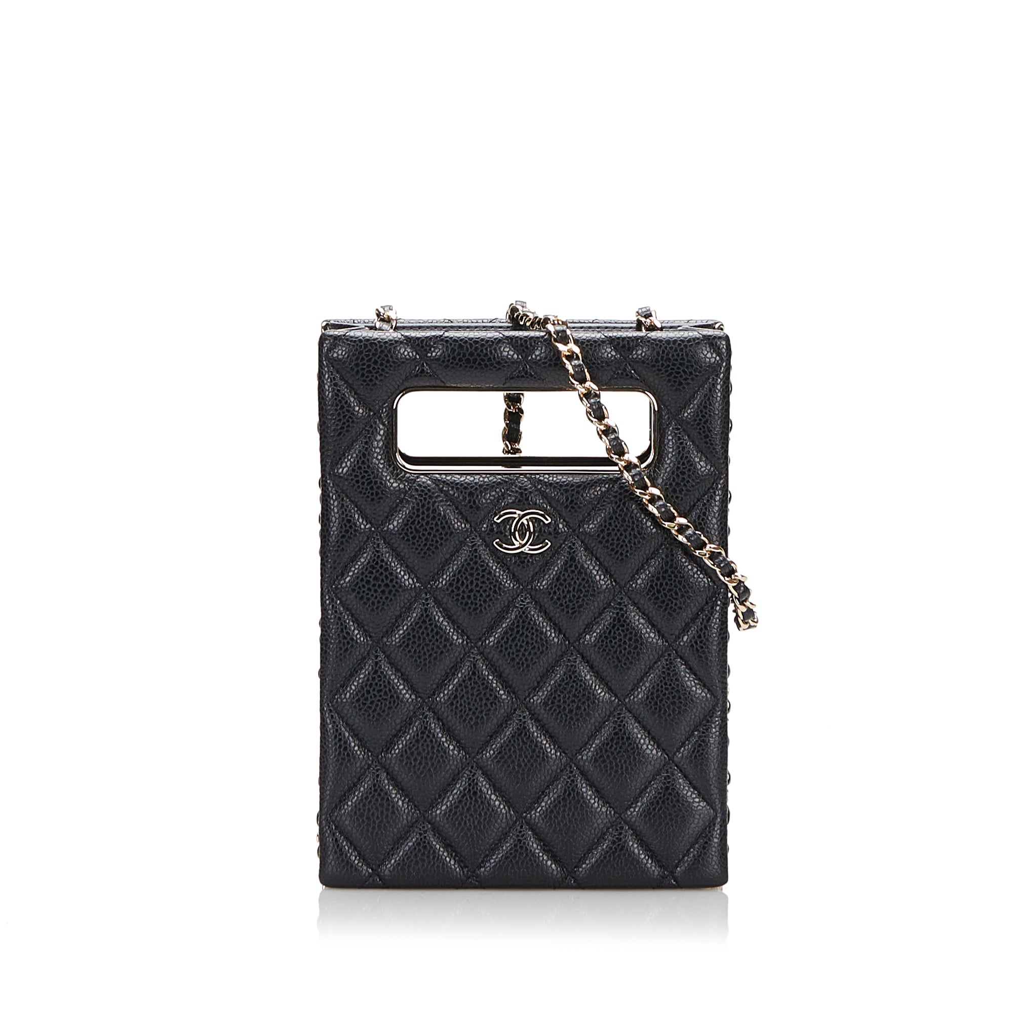 Chanel Pre-Owned Mini Caviar Chain Around Cut Out Evening Bag | Women | Black