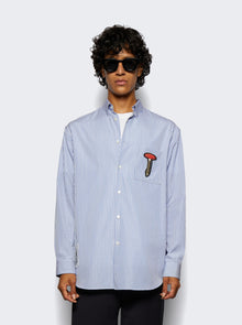 Men | Lanvin | Printed Regular Fit Poplin Shirt | Blue & White