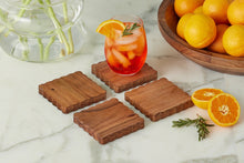 Scalloped Wood Coasters - Square | Natural | Set of 4