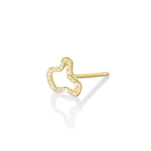 14k Recycled gold Full Pave Ripple Stud Earring on a white background