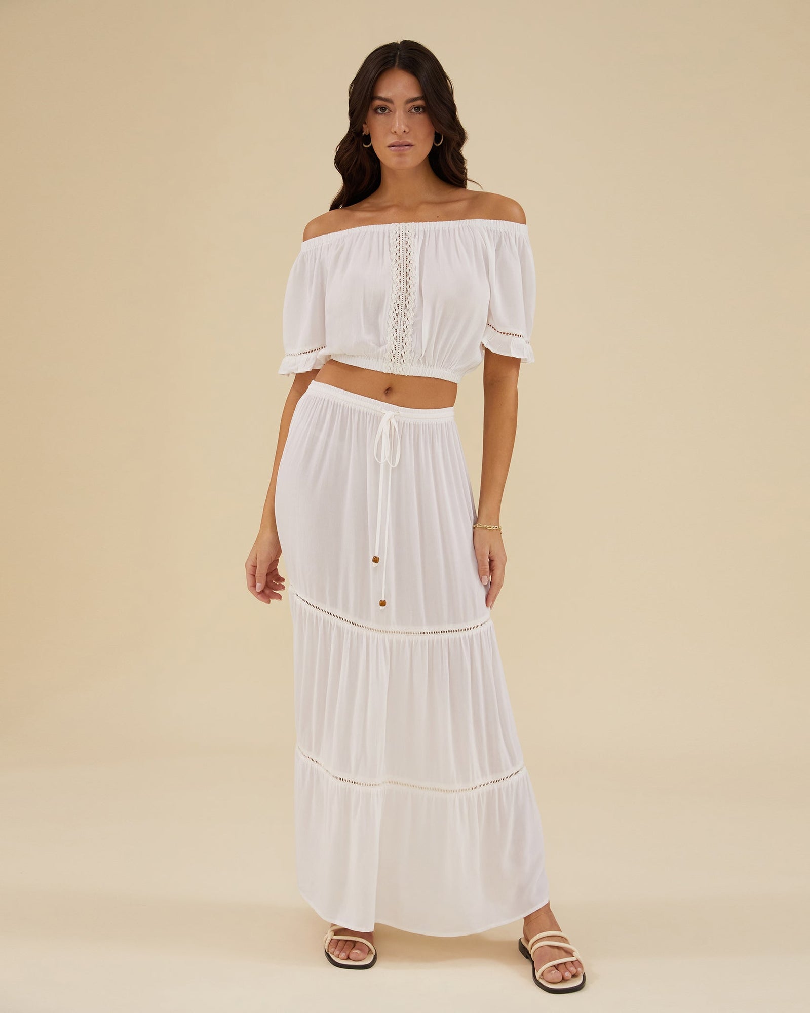 Midi Pull On Skirt | Ivory