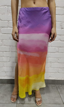 Rococo Sand | Aimee Polyester Satin Long Skirt | Multi