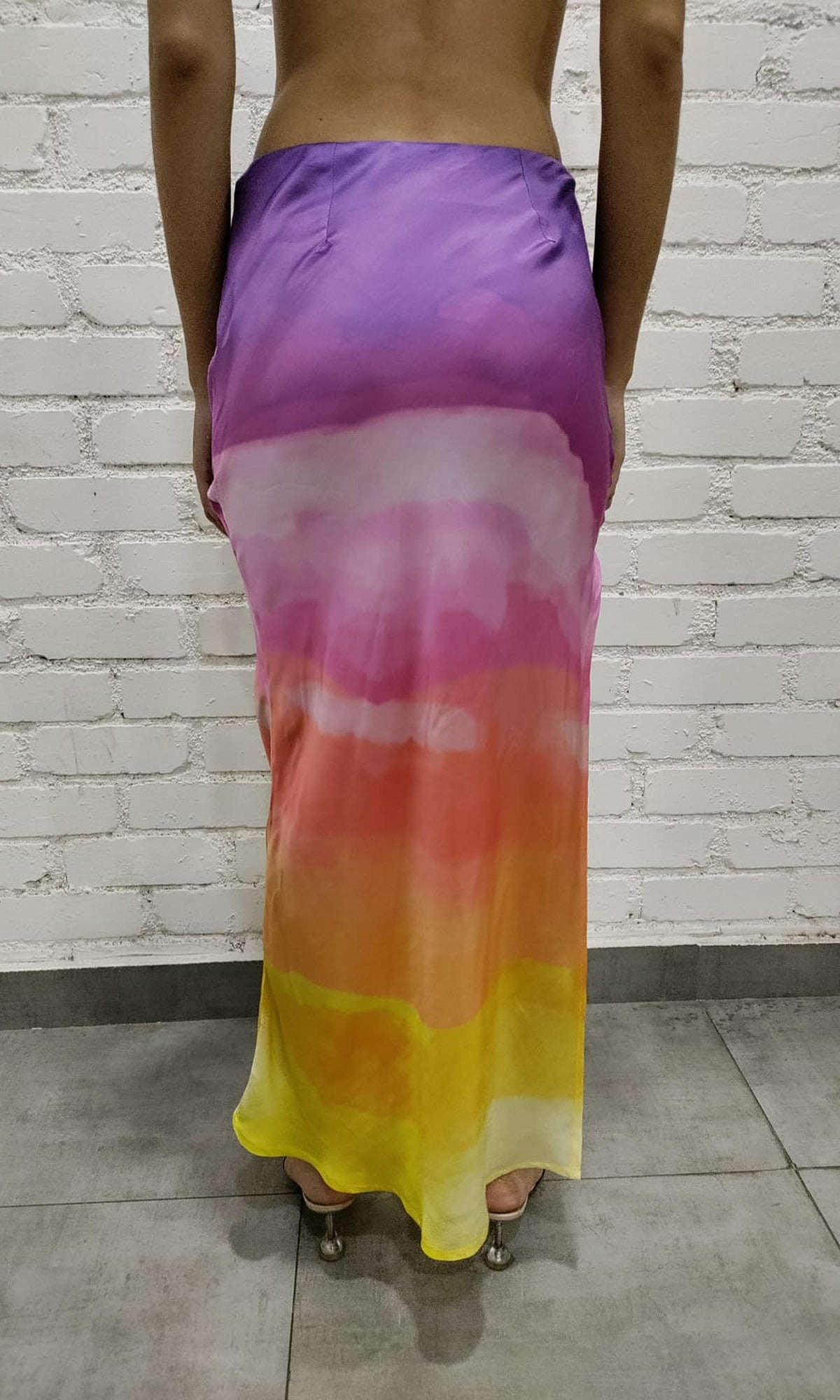 Rococo Sand | Aimee Polyester Satin Long Skirt | Multi