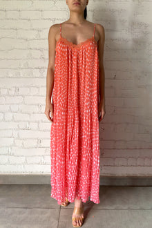 Pleated Maxi Dress | Orange/Pink Ombre