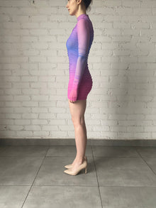 Blake Power Mesh Short Dress | Purple/Pink