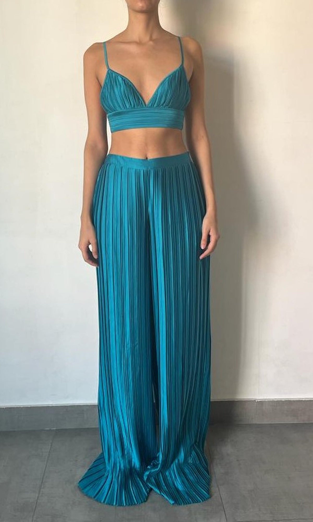 Rococo Sand | Bree Polyester Satin Bralette | Teal
