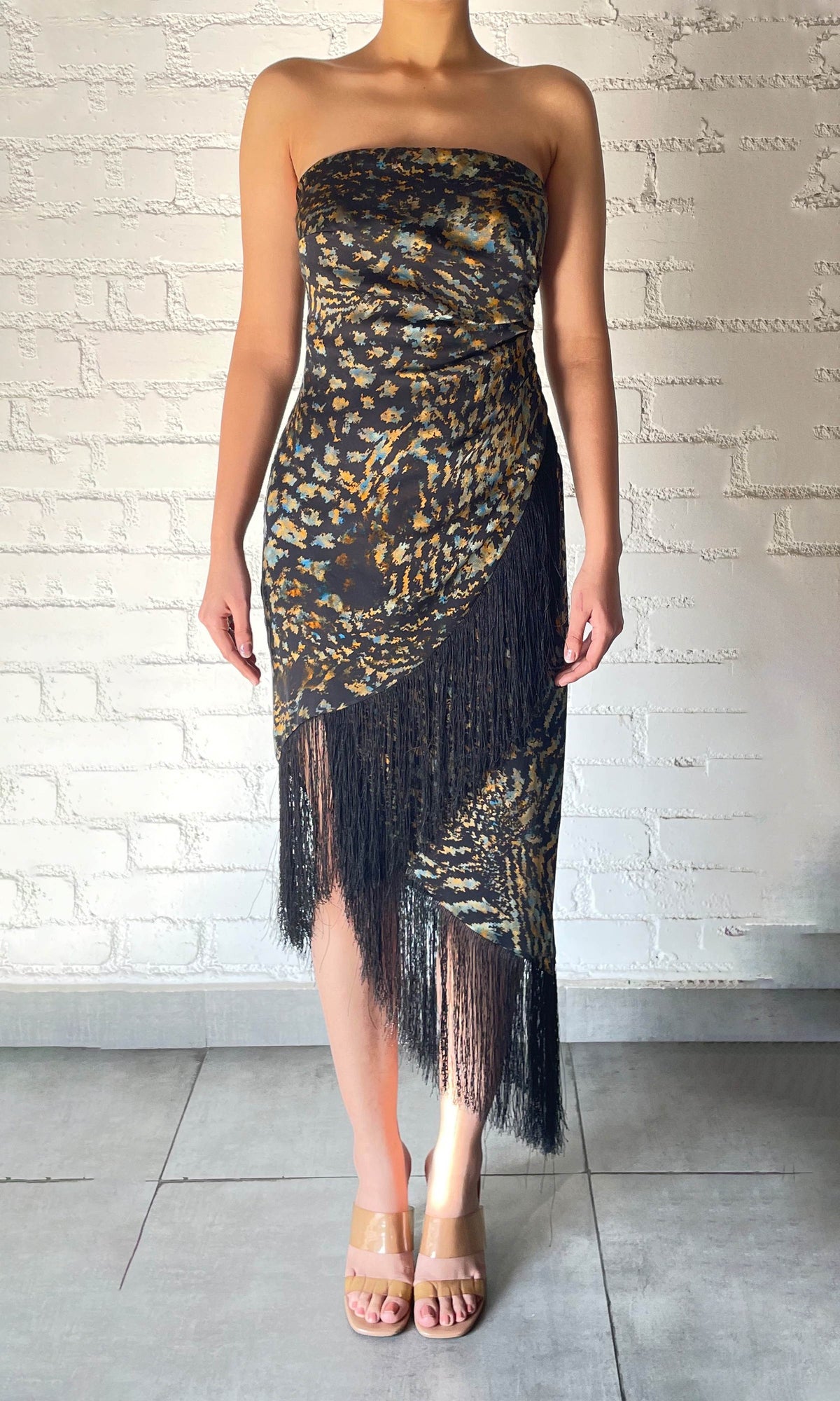 Rococo Sand | Capri Viscose Satin Midi Dress | Black Blue