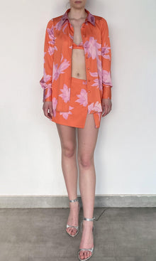 Rococo Sand | Casey Polyester Satin Lycra Shirt | Orange