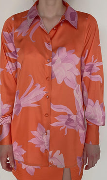 Rococo Sand | Casey Polyester Satin Lycra Shirt | Orange
