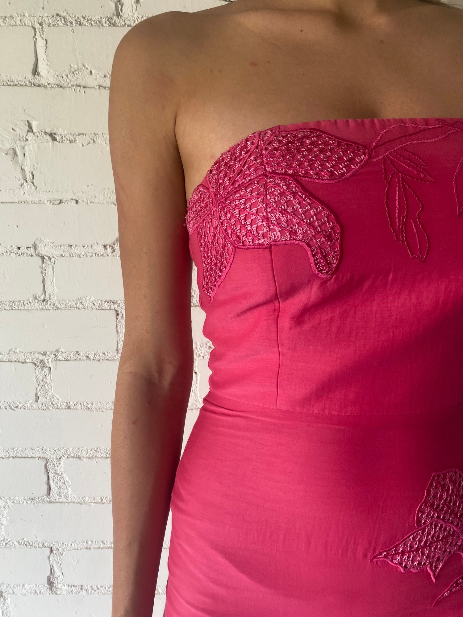 Strapless Midi Dress | Pink