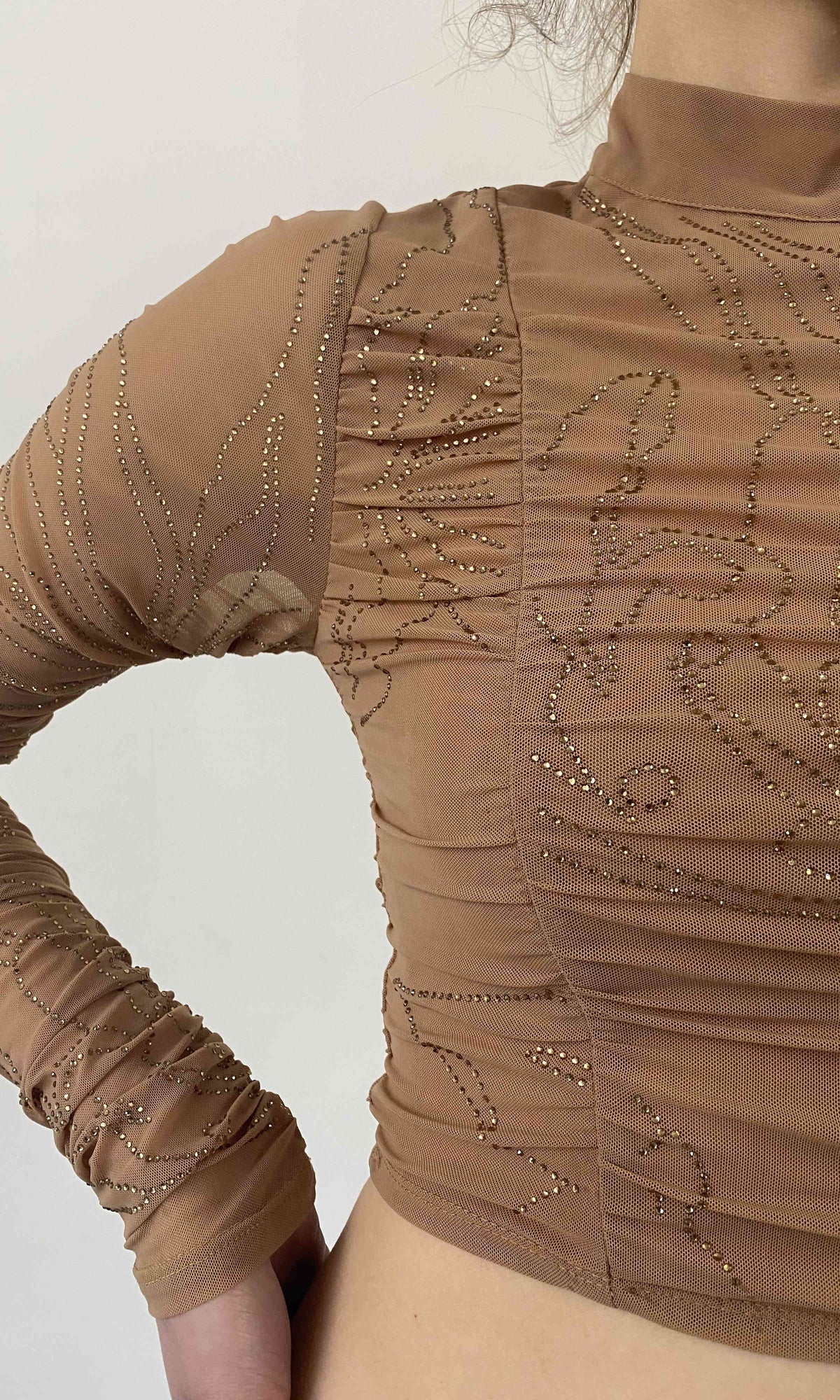 Rococo Sand | Dream Nylon-Power Mesh Top | Nude