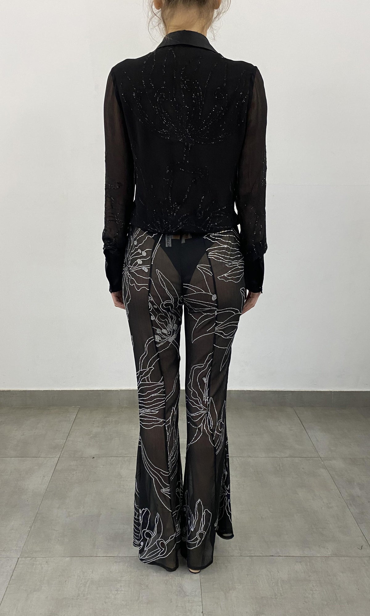 Rococo Sand | Dream Polyester Chiffon Body Suit | Black