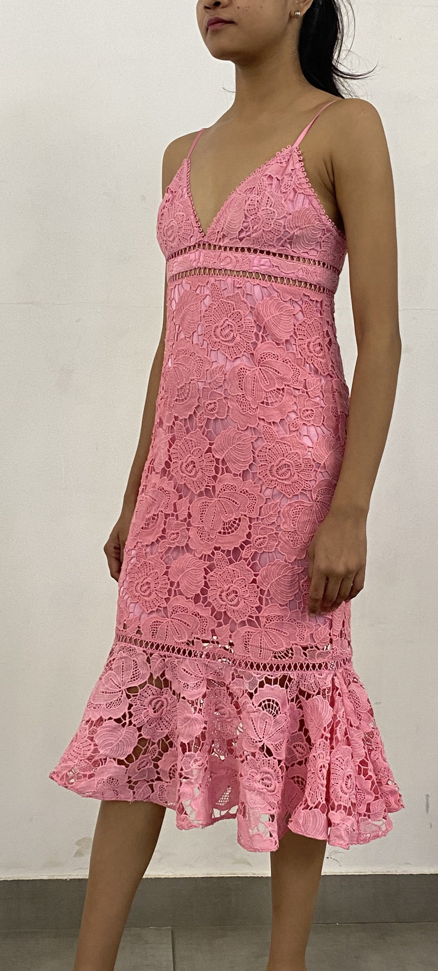 V-Neck Sleeveless Midi Dress | Pink