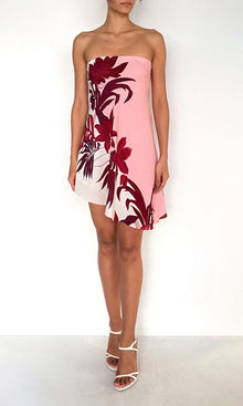 Rococo Sand | Eve Viscose Heavy Crepe Mini Dress | Pink Burgundy