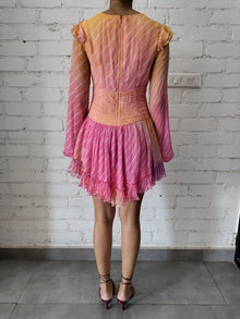 Evie V-Neck Long Sleeve Short Dress | Rainbow