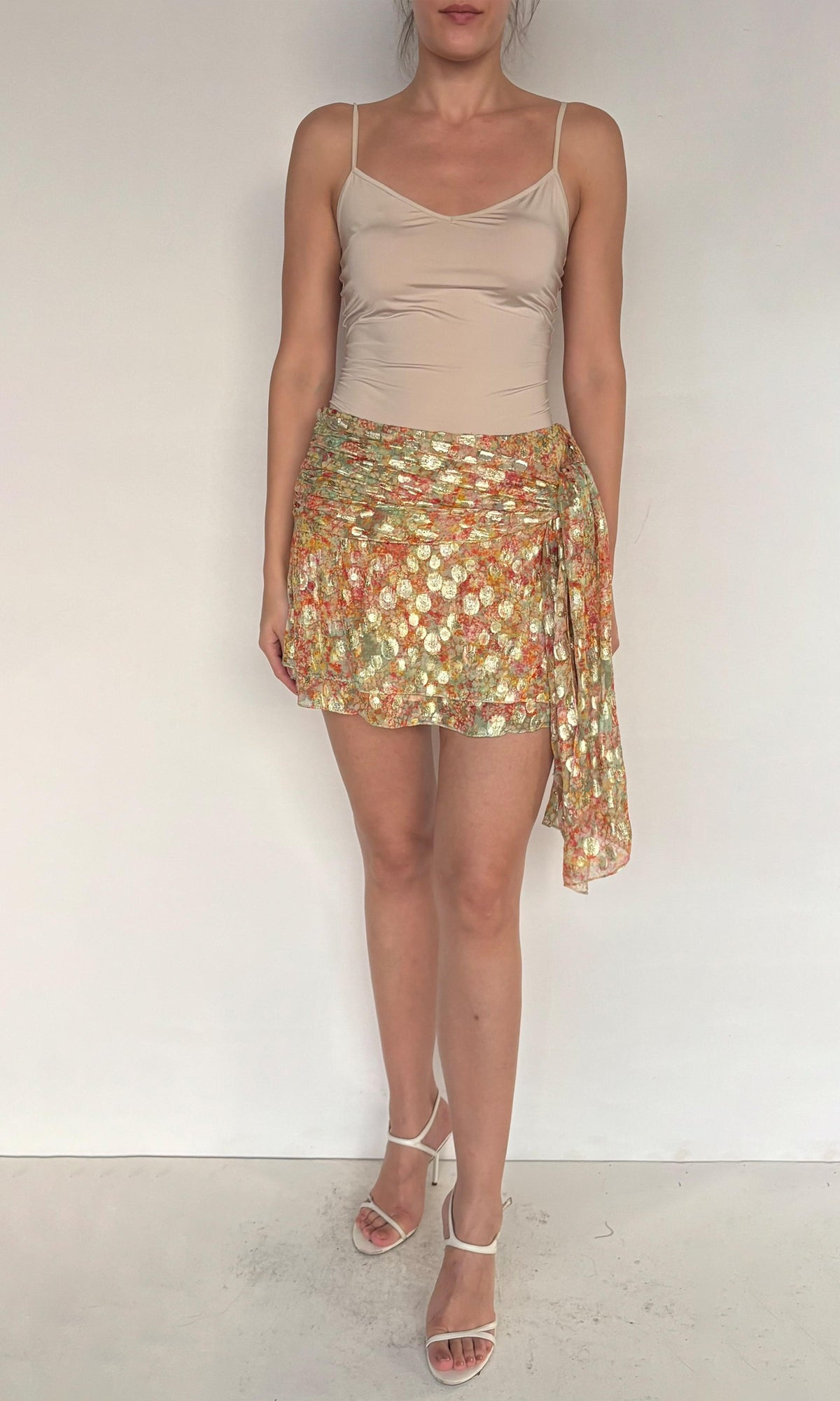Rococo Sand | Faye Viscose Georgette Lurex Short Skirt | Multi