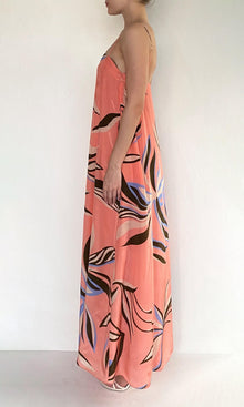 Rococo Sand | Fern Natural Crepe Strappy Maxi Dress | Pink