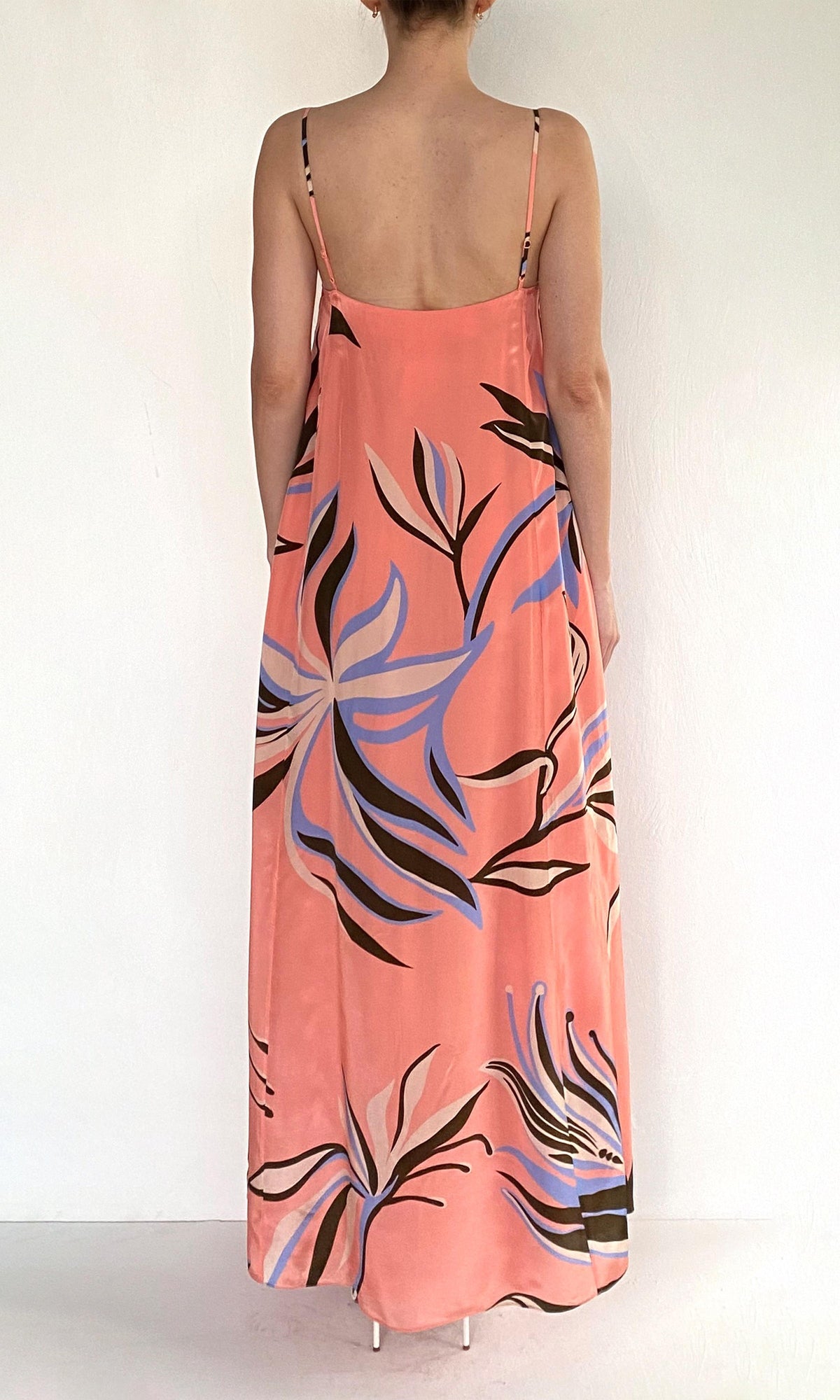 Rococo Sand | Fern Natural Crepe Strappy Maxi Dress | Pink