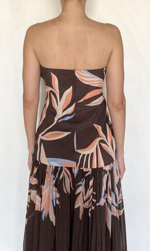 Rococo Sand | Fern Viscose Heavy Crepe Strapless Maxi Dress | Brown