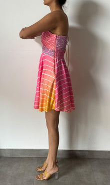 Rococo Sand | Inv Viscose Tanish Crepe Deep Neckline Short Dress | Ombre