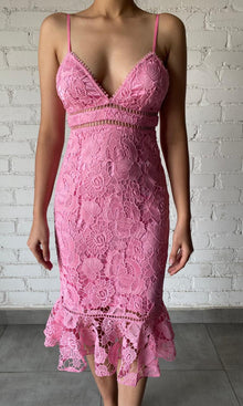 Rococo Sand | Inv Cotton Lace Long Dress | Pink