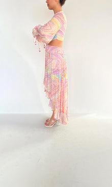 Rococo Sand | Inv Viscose Crepe Jacquard Long Dress | Multicolor