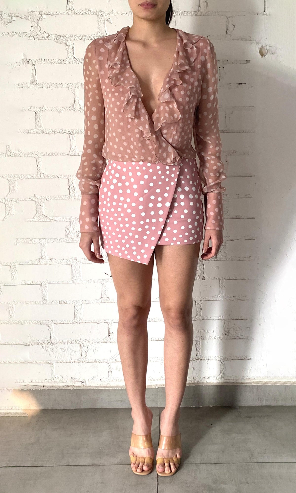 Rococo Sand | Jace Viscose Crinkle Chiffon Short Dress | Pink