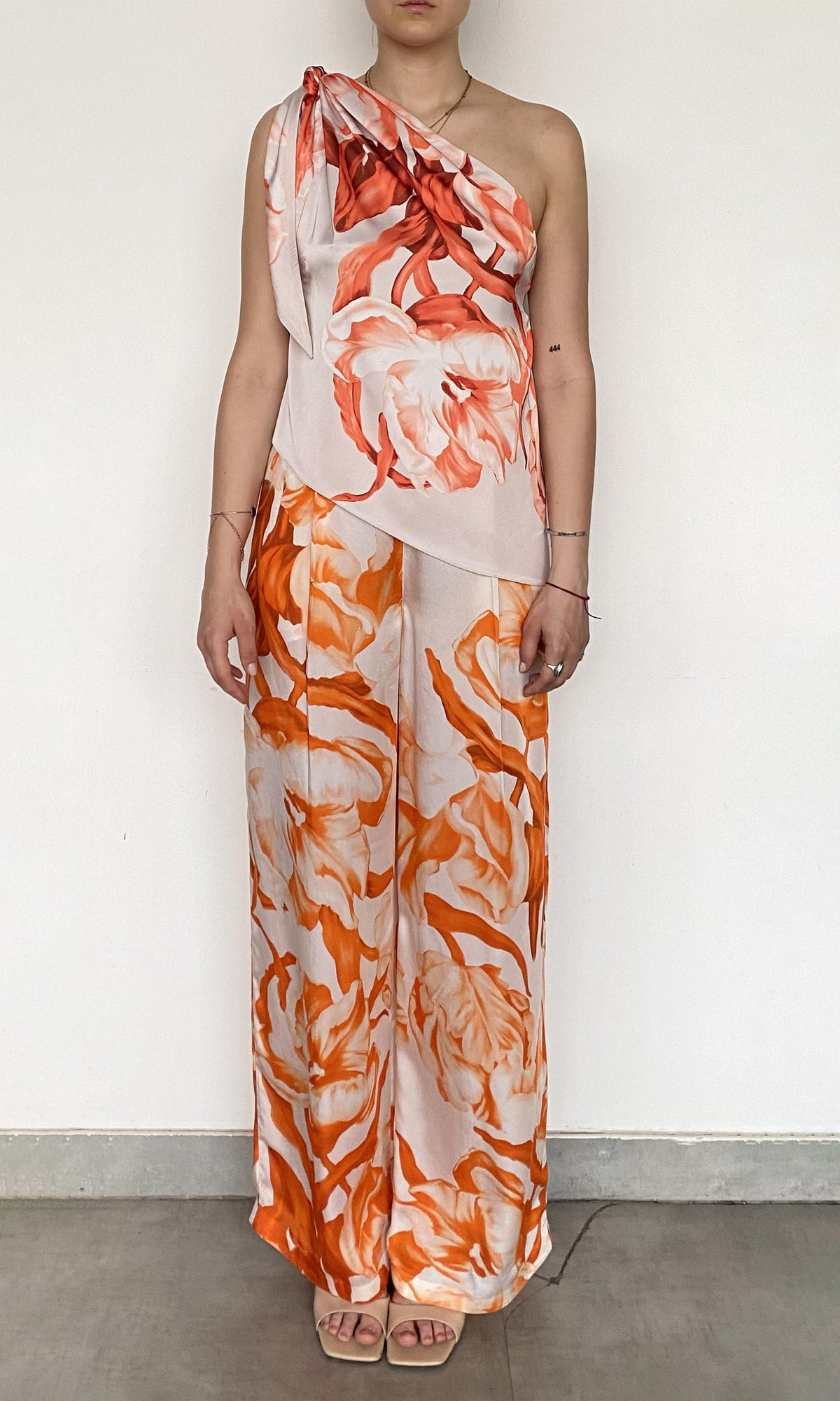 Rococo Sand | Jesse Polyester Satin Lycra Scarf Top | Beige