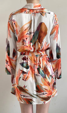 Rococo Sand | Jill Polyester Satin Lycra Mini Dress With Detachable Belt | White Multi