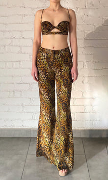 Rococo Sand | Kye Viscose Satin Pants | Black Brown Multi