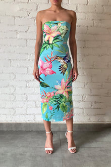 Strapless Midi Dress | Turquoise