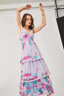 Lyan V-Neck Sleeveless Long Dress | Lilac