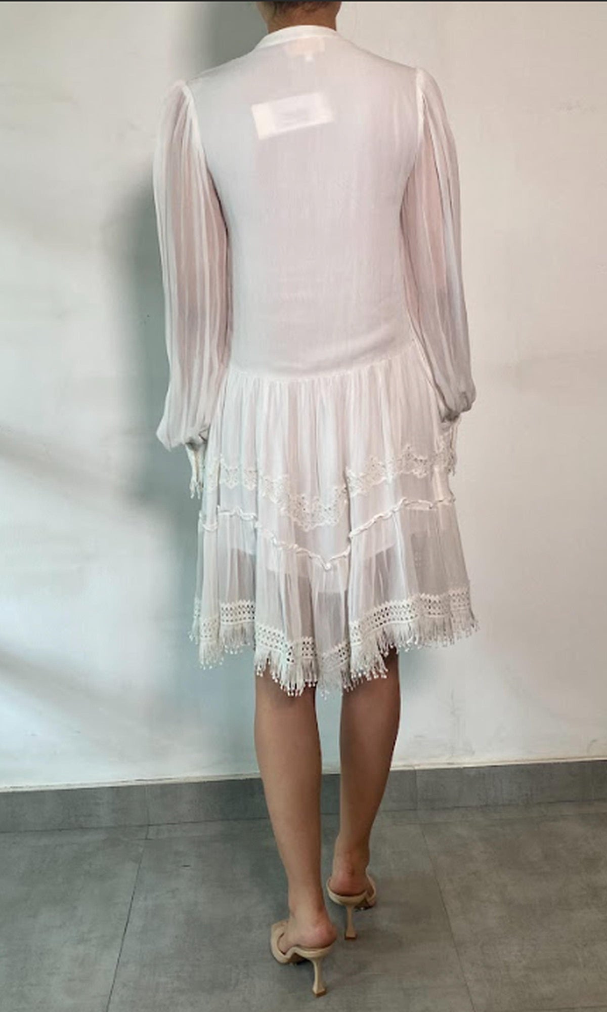 Rococo Sand | Mia Viscose Crinkle Chiffon Short Dress | White