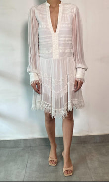 Rococo Sand | Mia Viscose Crinkle Chiffon Short Dress | White