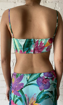 Rococo Sand | Ocean Polyester Satin Lycra Bandeau | Blue Multi